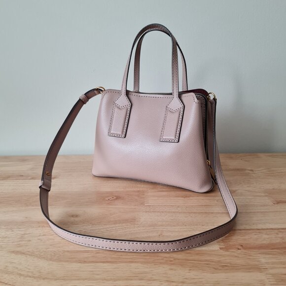 Marc Jacobs The Editor Leather Satchel Mauve Blush Taupe Bowler Crossbody - Picture 4 of 15